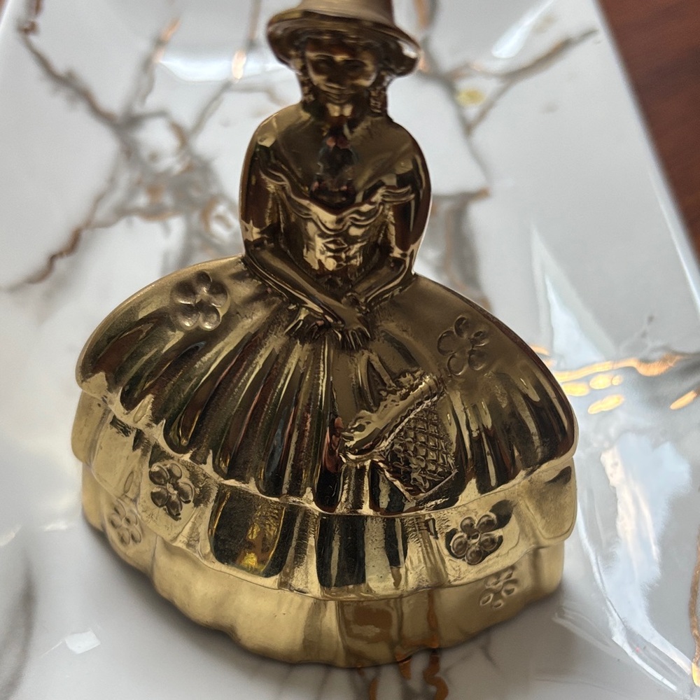 Rare vintage brass Victorian lady bell Figurine